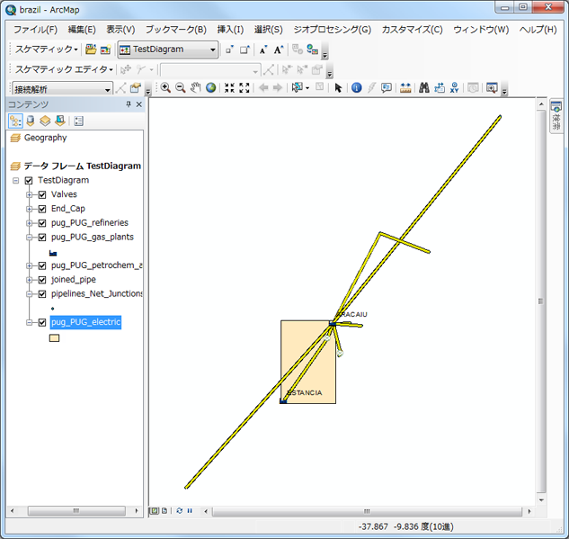 ポリゴンを使用してリレーションシップを表した TestDiagram ポリゴンを使用してリレーションシップを表した TestDiagram