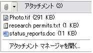 このフィーチャにアタッチされたファイルのリスト