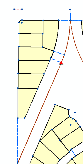 道路の中心線を表す閉じていないパーセル上のコントロール ポイント