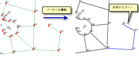 ダングル ラインのあるパーセルの構築