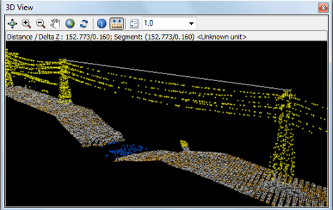 [3D ビュー] ウィンドウに表示された航空機 LIDAR データ