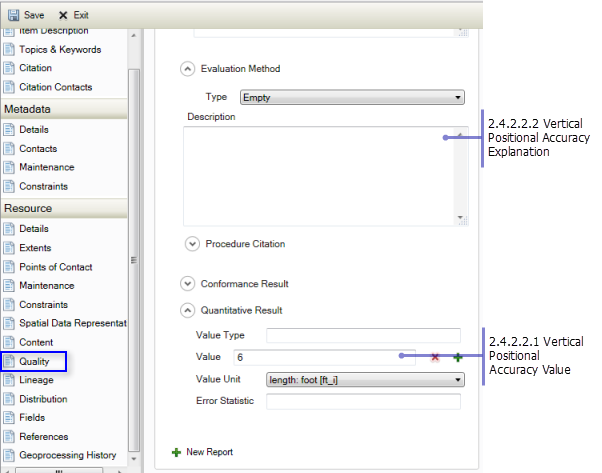 Resource Quality page: Quantitative Vertical Positional Accuracy Assessment