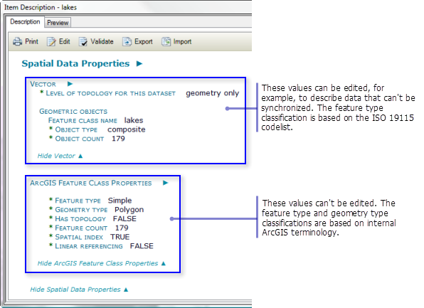 Viewing synchronized vector data properties