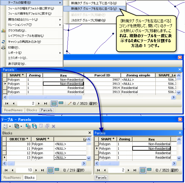 ArcGIS でのテーブルの整理