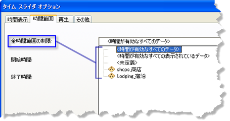 全時間範囲のオプション