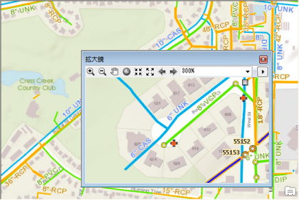 ArcMap の [拡大鏡] ウィンドウ