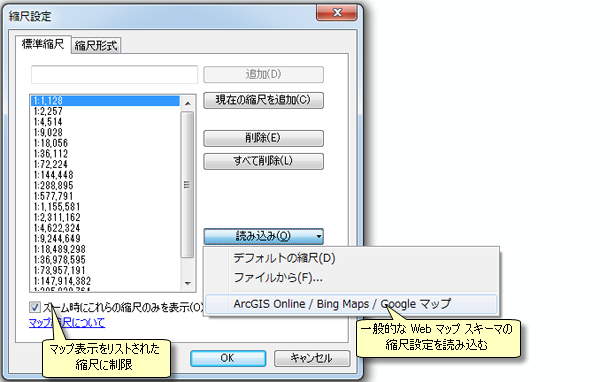 [縮尺設定] ダイアログ ボックスの使用