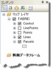 [コンテンツ] ウィンドウに追加された [新規データ フレーム] という名前の新しいデータ フレーム