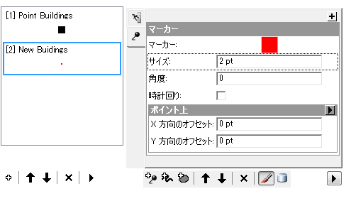 マーカー シンボルの [サイズ] を 2 ポイントに設定