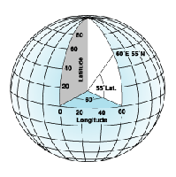 Illustration of a globe with longitude and latitude values Illustration of a globe with longitude and latitude values