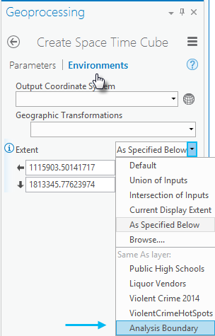 Setting the processing Extent.