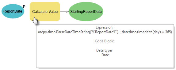 Subtract 365 days from the report date