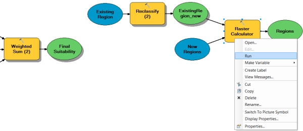 Running the Raster Calculator tool within the model