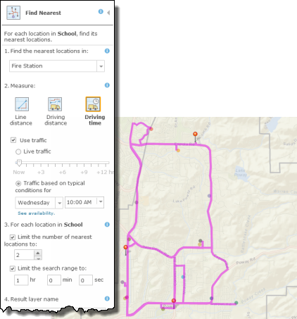 Find nearest tool with completed parameters to find two locations only