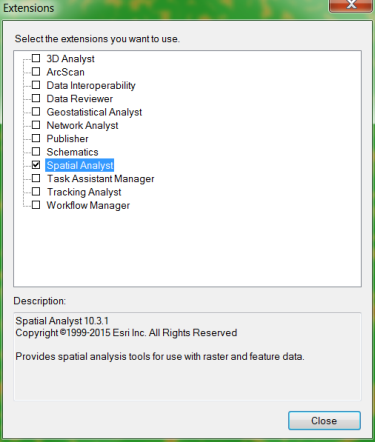 Checking the Spatial Analyst extension