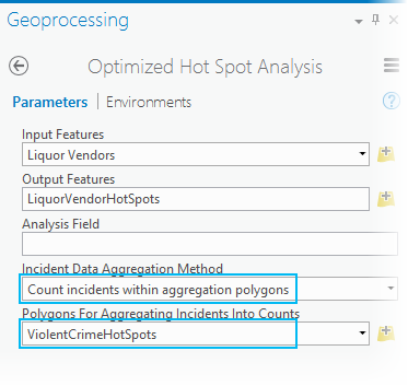 Optimized Hot Spot Analysis of liquor vendors, tool parameters