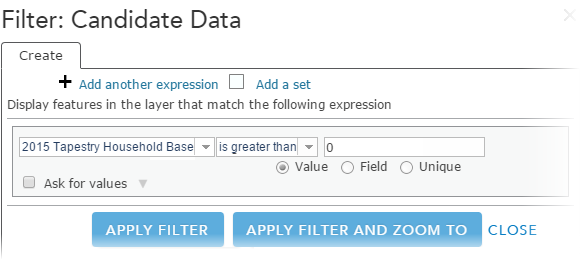 Filtering the data