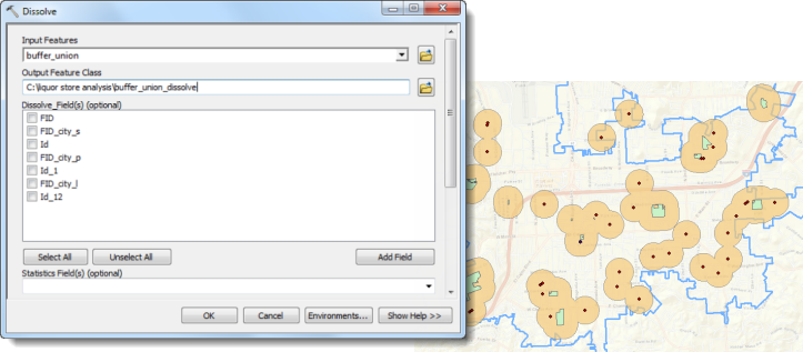 Dissolve tool with completed parameters