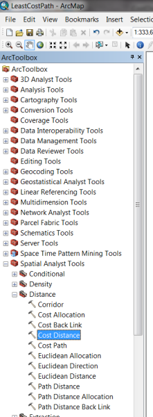 Browsing to the Cost Distance tool