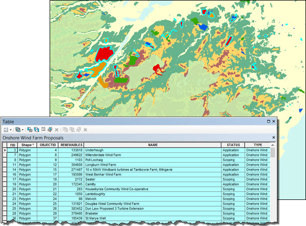 The wind farm proposals that do not intersect wild lands