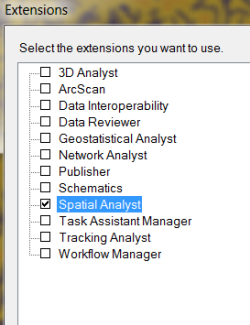 Checking the Spatial Analyst extension