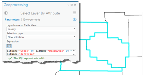 Selecting the three counties of interest