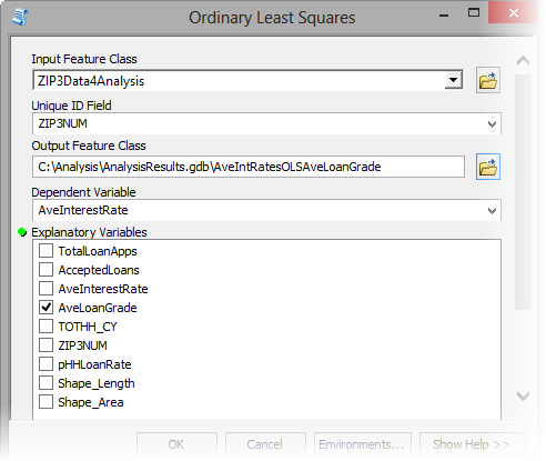 OLS tool parameters