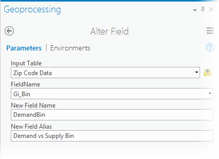 Alter Field tool parameters