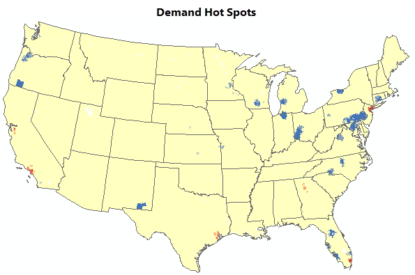 Demand vs. supply hot spot analysis results
