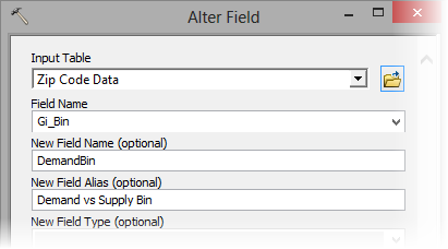 Alter Field tool parameters