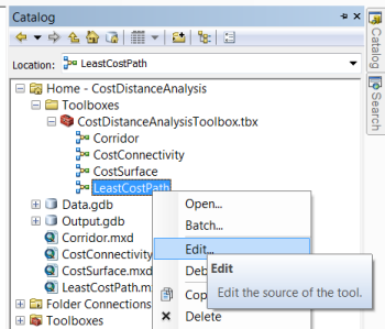 Opening the LeastCostPath.ModelBuilder model