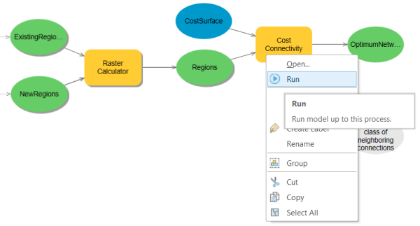 Running the Cost Connectivity tool within the model