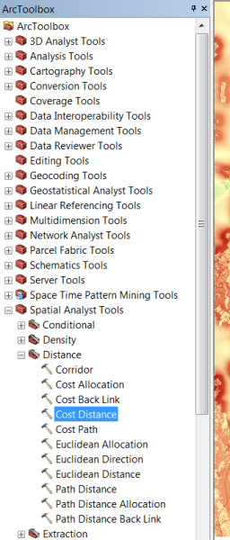 Browsing to the Cost Distance tool