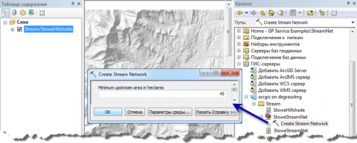 ArcMap до выполнения сервиса