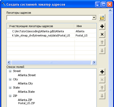 Диалоговое окно Создать составной локатор адресов (Create Composite Address Locator)