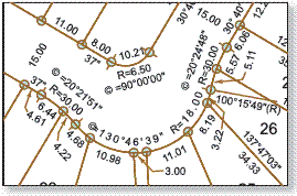 Границы объектов-земельных участков, состоящие из сочетаний прямых и криволинейных сегментов