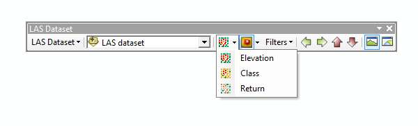 Средства визуализации точек на панели инструментов Набор данных LAS (LAS Dataset)