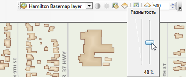При помощи бегунка можно изменить степень размытости слоев базовых карт