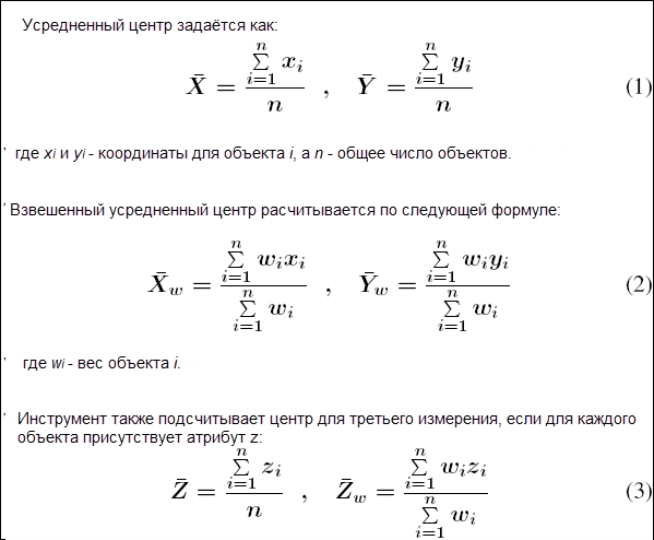 Математическая модель инструмента Усредненный центр (Mean Center)