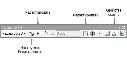 Команды на панели Редактор 3D, используемые при редактировании вершин в ArcScene и ArcGlobe