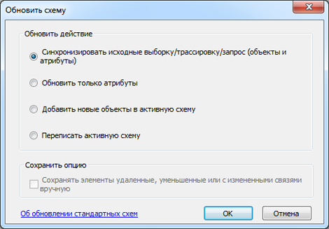 Стандартный компоновщик на основе данных геометрической сети — диалоговое окно 1 Обновить схему (Update Diagram)