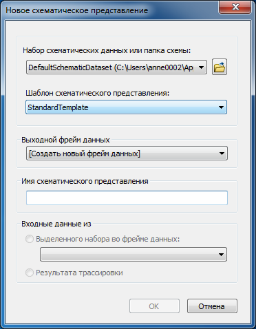 Диалоговое окно Новое схематическое представление – начальный контент образца компоновщика наборов сетевых данных