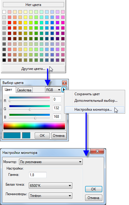 Получение доступа к диалоговому окну Настройка монитора (Monitor Setup)