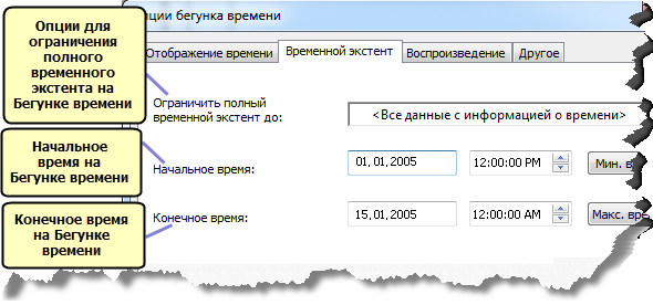 Параметры ползунка времени (Time Slider Options)