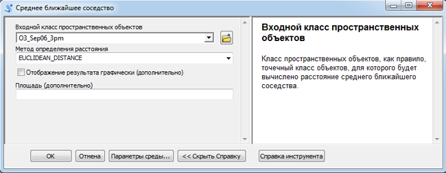 Диалоговое окно инструмента Среднее ближайшее соседство