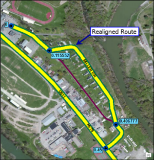 Realigned route without downstream calibration