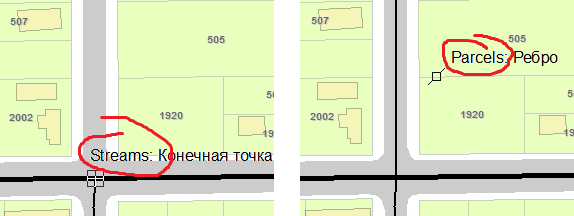 Подсказки замыкания (SnapTips), показывающие имя слоя и тип замыкания