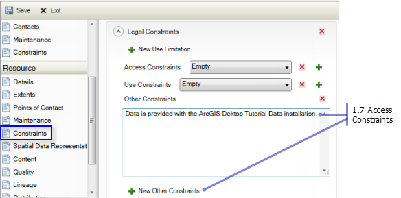 Resource Constraints page: Access Constraints