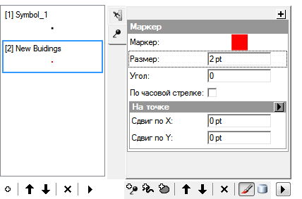 Размер Символа маркера задан равным 2 точкам.