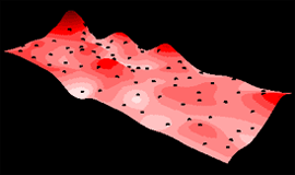 Модель поверхности, отображающая концентрацию химических веществ в заданной области